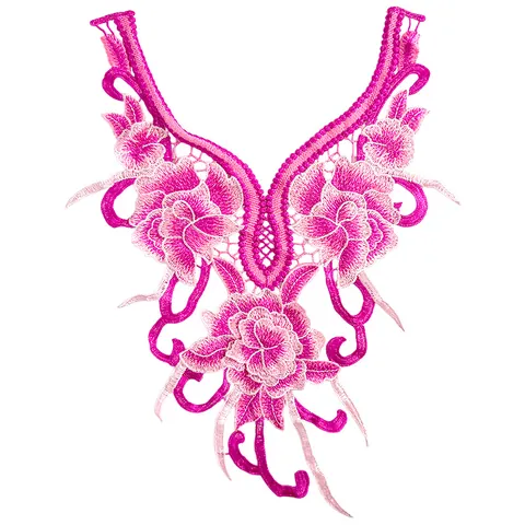 Faux Col en Dentelle Brodée Florale 3D de Style Ethnique Applique Tissée en Couleur Lourde Pour Accessoires de Vêtement Femme