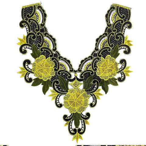 Floral Embroidery Lace False Collar Polyester Heavy Work DIY Applique Flower Patch For Women Dress Clothing Decoration Accessories