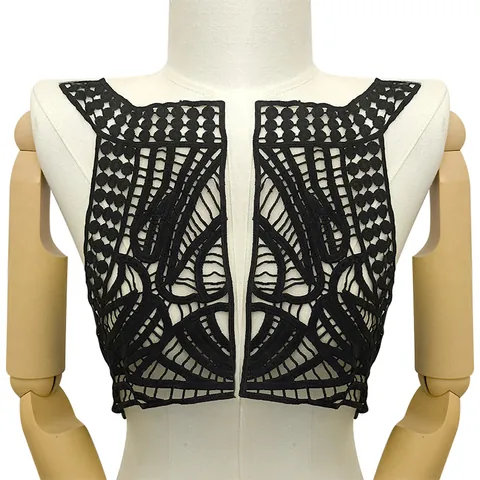 Milchseide Symmetrische Bestickt Spitze Abnehmbarer Kragen Blumen Wasserlösliche Stickerei Patch Für Kleid Nähen Zubehör