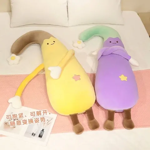 Cute Hooked Eggplant Plush Pillow Soft Cartoon Vegetable Stuffed Doll Sleep Comfort Cushion Decorative Sleeping Toy For Girls