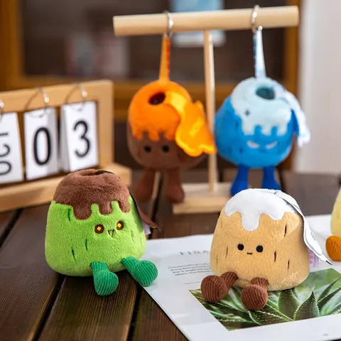 Simulation Nature Mountain Plush Keychain Cartoon Volcano Snow Mountain Squishy Toy Cute Stress Relief Bag Pendant For Women Kids