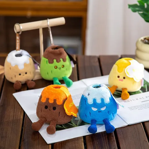 Simulation Nature Mountain Plush Keychain Cartoon Volcano Snow Mountain Squishy Toy Cute Stress Relief Bag Pendant For Women Kids