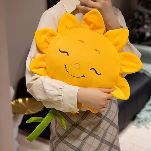 Kreative Sonnenblume Plüschtier Kissen Mit Lächeln Gesicht Erfolg Abschluss Geschenk Für Studenten Weicher Kurzplüsch Deko Kissen Für Zuhause Büro