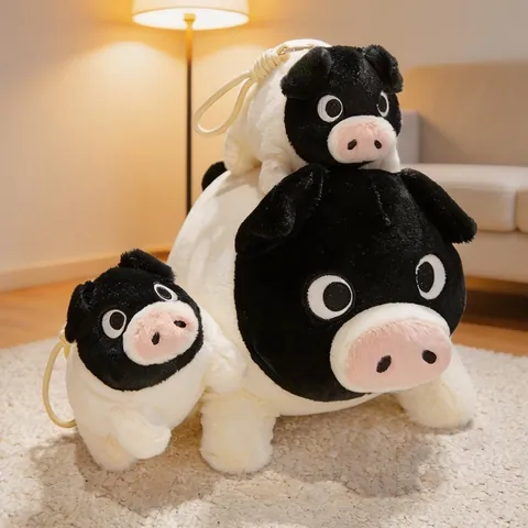 Black Faced Pig Plush Toy Stuffed Animal Crossbody Bag Mini Pendant Earphone Bag Soft Doll Gift For Kids Girls Cute Animal Decor