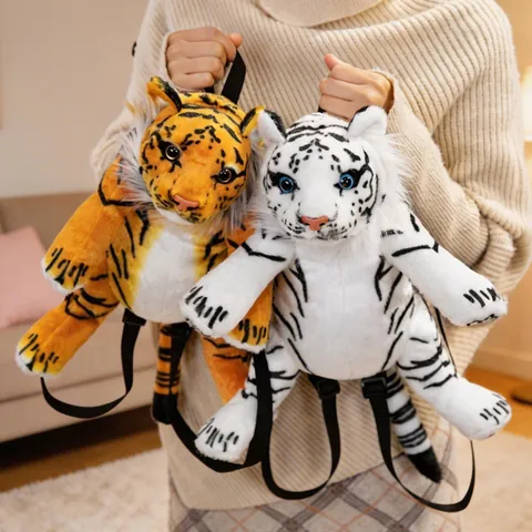 Simulation Tiger Leopard Plüsch Rucksack Cartoon Tier Stofftier Tasche Für Damen Mädchen Kinder Geschenk Polyester Weich