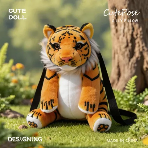 Simulation Tiger Leopard Plüsch Rucksack Cartoon Tier Stofftier Tasche Für Damen Mädchen Kinder Geschenk Polyester Weich