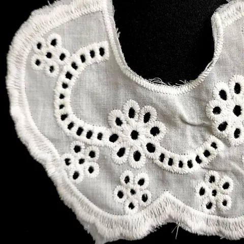 Cotton Eyelet Embroidery Fake Collar For Kids Women Detachable Water Soluble Lace Doll Collar Symmetrical Flower Accessory