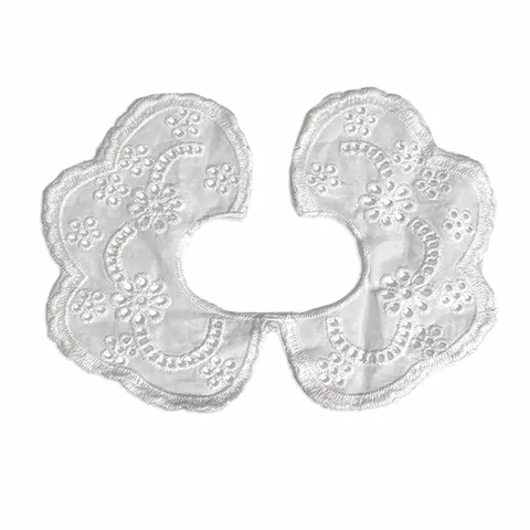 Cotton Eyelet Embroidery Fake Collar For Kids Women Detachable Water Soluble Lace Doll Collar Symmetrical Flower Accessory
