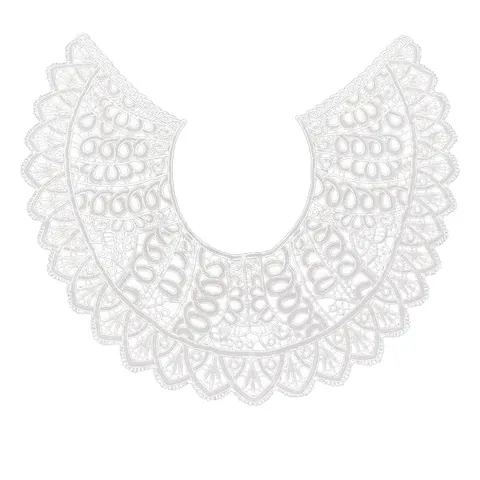 Milk Silk Cotton Embroidered Lace Peter Pan Collar Vintage Hollow Out Detachable Fake Collar Women Neckline Decoration