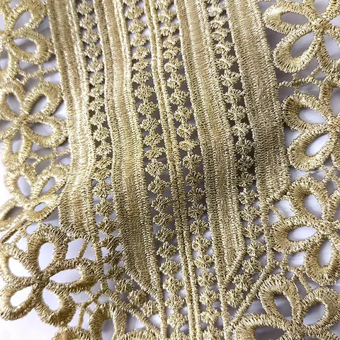 Gold Metallic Thread Embroidered Lace False Collar Hollow Out Floral Applique For DIY Sewing Garment Trims And Notions Accessories