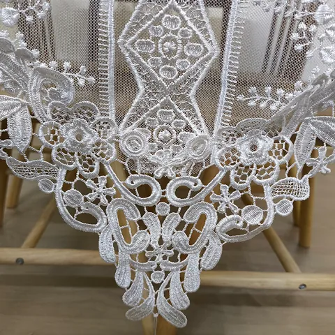 French Vintage White Lace Table Runner Embroidered Floral Mesh Fabric Tassel Dining Table Decor For Wedding Party Home