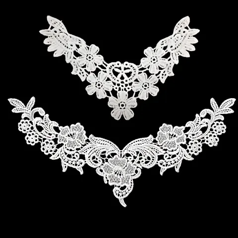 Milk Silk Embroidered Lace Fake Collar For Children DIY Sewing Accessories Water Soluble Hollow Floral Neck Decoration For Girls Clothing