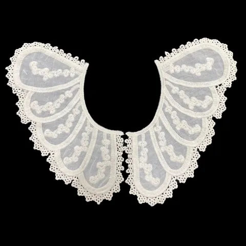 White Cotton Embroidered False Collar Lace Floral Vintage Detachable Shoulder Wrap Accessory For Women