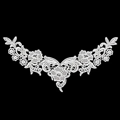 Milk Silk Embroidered Lace Fake Collar For Children DIY Sewing Accessories Water Soluble Hollow Floral Neck Decoration For Girls Clothing