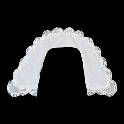 Double Layered Lace Doll Collar Embroidered Chiffon Fake Collar Detachable Decorative White Scalloped Floral Neck Decor