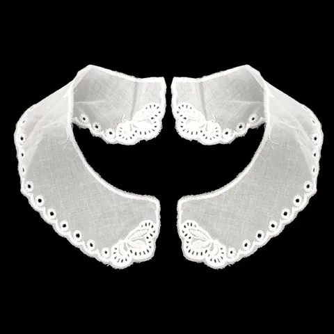 Faux Col en Dentelle Brodée de Coton Blanc Ajouré Floral Col Claudine Col d'Épaule Décoratif Accessoire pour Femme Bébé