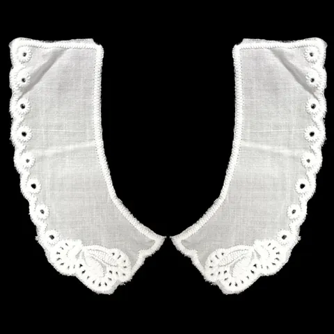 Faux Col en Dentelle Brodée de Coton Blanc Ajouré Floral Col Claudine Col d'Épaule Décoratif Accessoire pour Femme Bébé