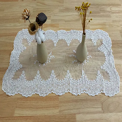 Cotton Lace Embroidered Tablecloth Rectangular White Floral Lace Table Cover Simple Pastoral Style Placemat For Dining Table Decor