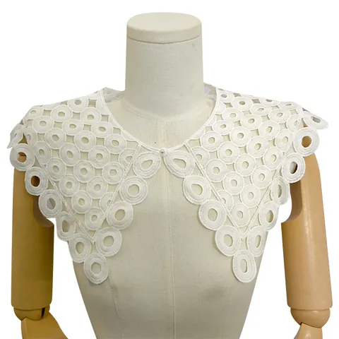 Femme Blanc Soie de Lait Brodé Dentelle Faux Col Élégant Ajouré Col Claudine DIY Accessoire Vêtement