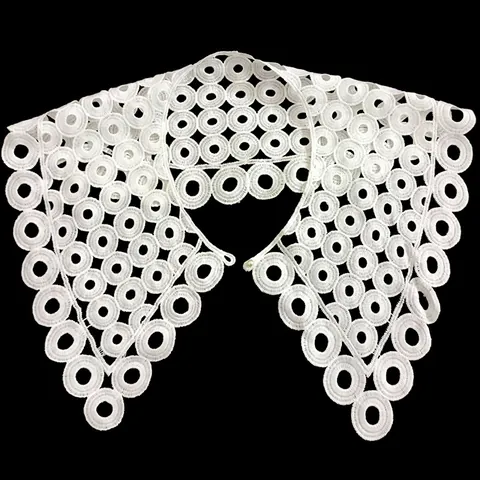 Femme Blanc Soie de Lait Brodé Dentelle Faux Col Élégant Ajouré Col Claudine DIY Accessoire Vêtement