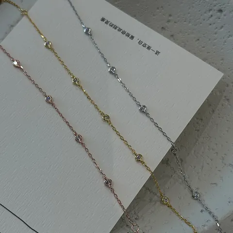 925 Sterling Silver Ultra Fine Chain Bracelet For Women Dainty Round Rhinestone Inlaid Link Bracelet Japanese Minimalist Jewelry