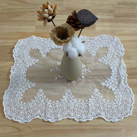 Cotton Lace Embroidered Tablecloth Rectangular White Floral Lace Table Cover Simple Pastoral Style Placemat For Dining Table Decor