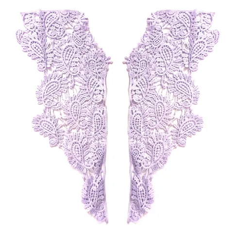 Milk Silk Embroidered Lace Hollow Out Floral Collar Patches Symmetric Water Soluble Lace Applique For Dress Apparel DIY Sewing Trims