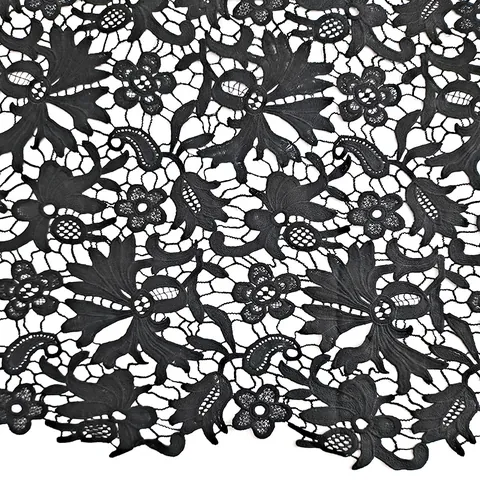 Tessuto di Pizzo Idrosolubile Ricamato a Giorno Motivo Floreale Nero Tessuto di Pizzo per Vestito Fai da Te Cucito Materiale Patchwork