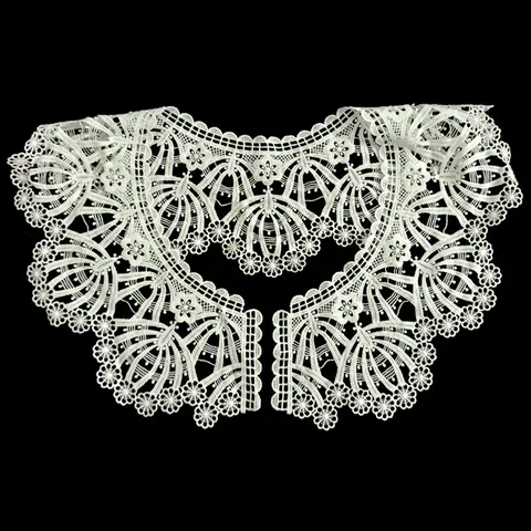 Elegant Milk Silk Embroidered Fake Collar For Women Hollow Out Floral Lace Detachable Peter Pan Collar Clothing Accessory