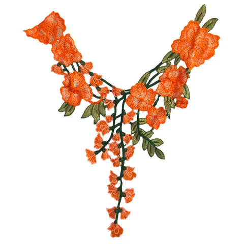 Ethno-Stil Blumenstickerei Spitze Falscher Kragen Wasserlöslich Schwere Bestickt Blume Ausschnitt Spitze Applikation Für Damen Kleidung Nähen Zubehör