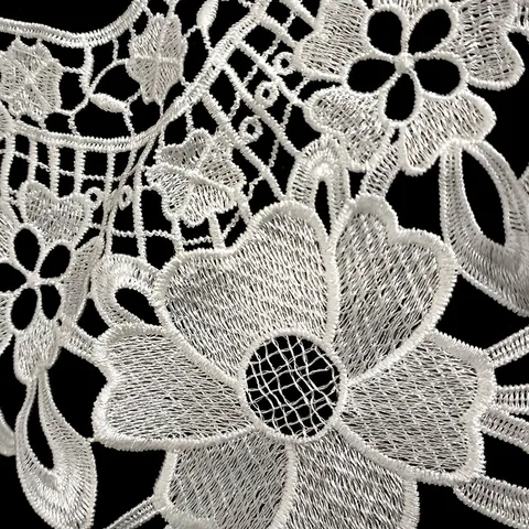 Elegant White Polyester Water-Soluble Lace Fake Collar Embroidered Hollow Floral Detachable Neckline Apparel Accessory For Women