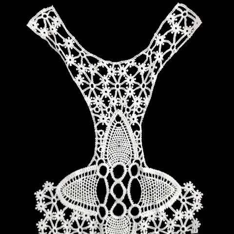 Grande Applique en Dentelle Brodée Ajourée en Soie de Lait Patch de Col Arrière Blanc Floral pour Décoration de Vêtements DIY Femmes