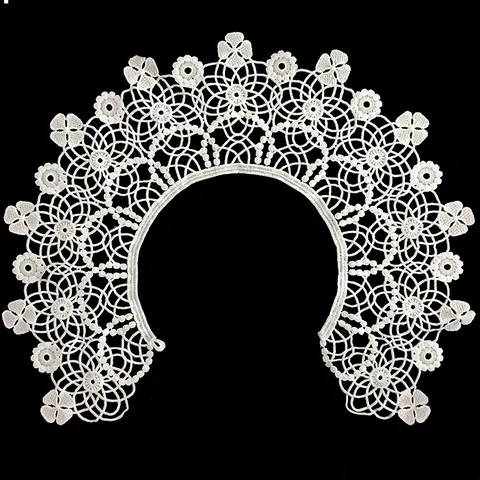 White Milk Silk Embroidered Lace False Collar Vintage Peter Pan Hollow Out Floral Lace Trim Decorative Accessory For Women