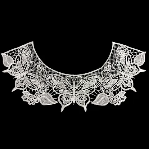 Elegant White Polyester Embroidered Lace False Collar Hollow Floral Heart Pattern Water Soluble Lace Apparel Accessories For Women Clothing DIY Decoration