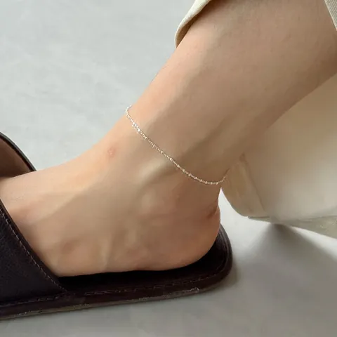 925 Sterling Silber Quadratische Box Kette Fußkettchen Für Damen Minimalistisch Geometrische Würfel Perle Einstellbarer Fußschmuck