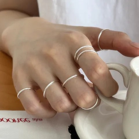 999 Sterling Silver Plain Band Ring Minimalist Sleek Finish Versatile Stackable Finger Ring For Women Daily Jewelry Gift