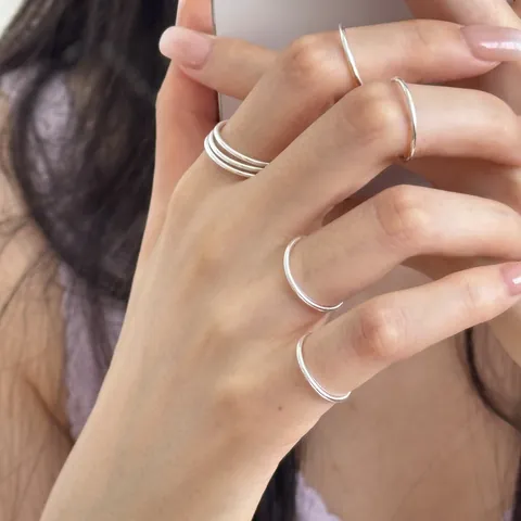 999 Sterling Silver Plain Band Ring Minimalist Sleek Finish Versatile Stackable Finger Ring For Women Daily Jewelry Gift