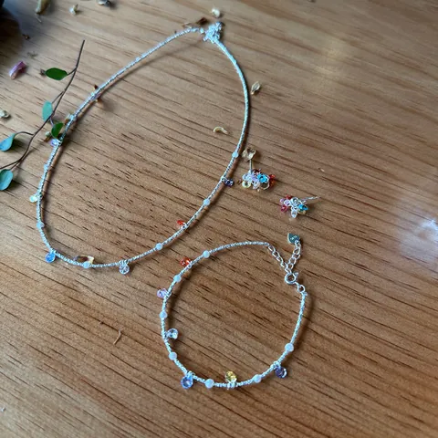925 Sterling Silver Colorful Rhinestone Crushed Silver Necklace For Women Minimalist Fashion Delicate Chain Jewelry