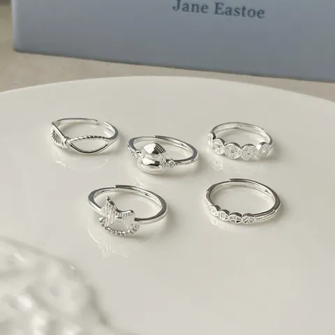 999 Sterling Silver Open Ring For Women New Chinese Style Adjustable Coin Gourd Rhinestone Lucky Knot Rocking Horse Vintage Finger Ring