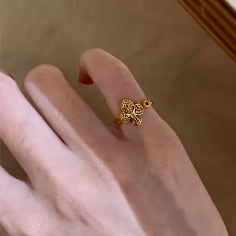925 Sterling Silver Irregular Plum Blossom Zirconia Ring Minimalist Light Luxury Adjustable Opening Finger Ring For Women