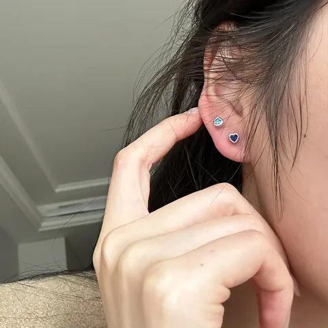 925 Sterling Silver Heart Rhinestone Stud Earrings Small Heart Studs Screw Back Earrings For Women Teen Girls Jewelry
