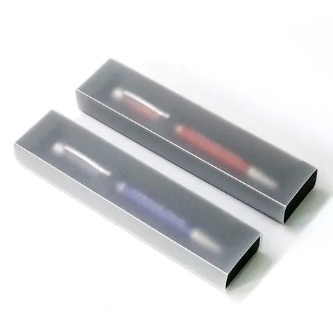 Minimalist Frosted Transparent Stationery Pen Packaging Gift Box Black Cardboard Drawer Style Windowed Pen Case Organizer