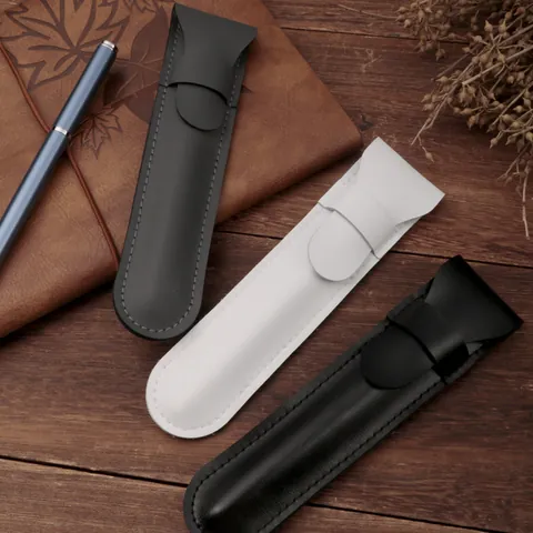 Astuccio per Penna Singola in Pelle PU Minimalista Custodia Protettiva Portatile Custodia per Cancelleria Regalo Business