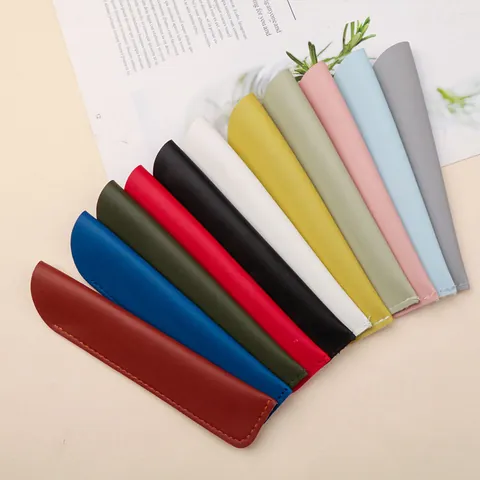 Minimalistische PU-Leder Stifthülle Einzelner Stifthalter Etui Tragbares Einfarbiges Schreibwaren Etui Für Studenten Büro Geschenk