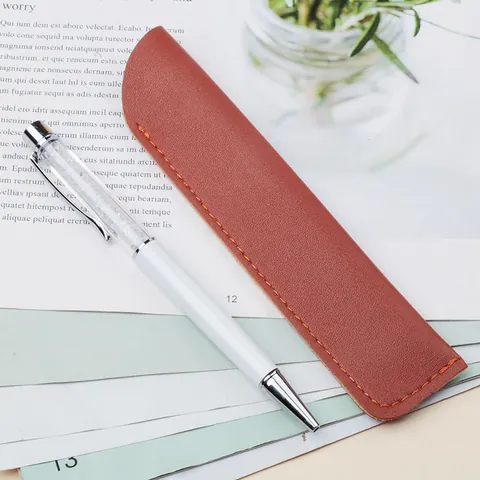 Minimalistische PU-Leder Stifthülle Einzelner Stifthalter Etui Tragbares Einfarbiges Schreibwaren Etui Für Studenten Büro Geschenk