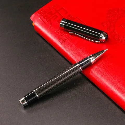 Luxe Koolstofvezel Metalen Handtekeningpen Zakelijk Minimalistisch Schrijfinstrument Zwarte Inkt Balpen Voor Kantoor School Mannen Cadeau