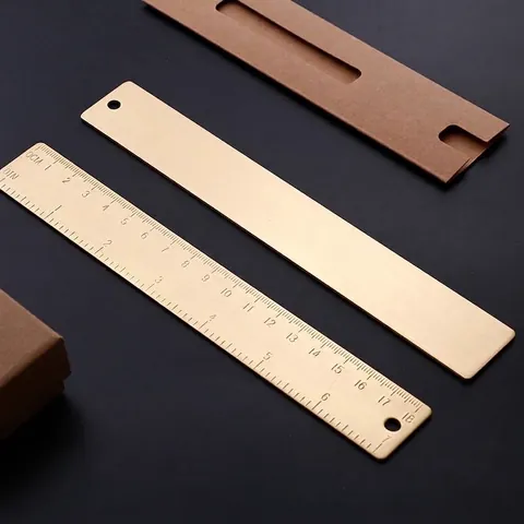 Vintage Messing Lineal Doppelseitige Skala Professionelles Metall Messwerkzeug Für Architekt Künstler Student Büro Schule Schreibwaren