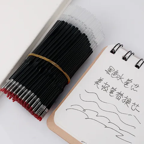 Universal Plastic Pen Refills Bullet Tip Black Blue Red Replacement Gel Ink For Smooth Writing Office School Stationery Supplies
