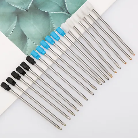 Metal Ballpoint Pen Refills Replacement Short Pen Ink Cartridges Black Blue Red For Crystal Pens Office Writing Supplies