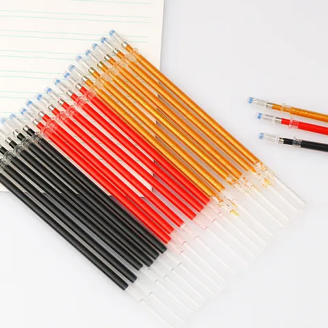 Universal Rollerball Pen Refills 0.5mm Bullet Tip Black Gold Red Ink Plastic Metal School Office Stationery Refill